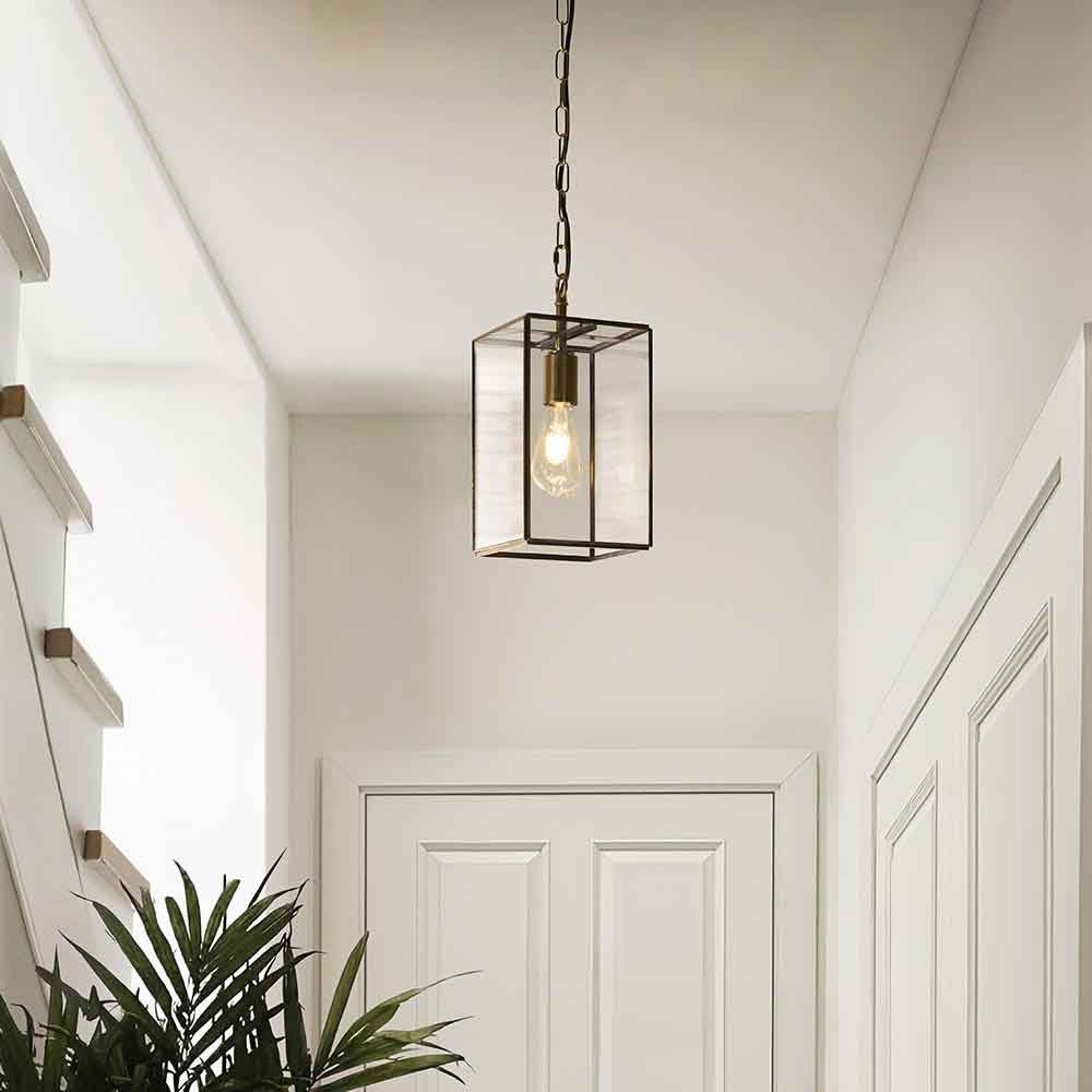 Huntley Large Metal Ceiling Pendant Light in Brushed Aged Brass