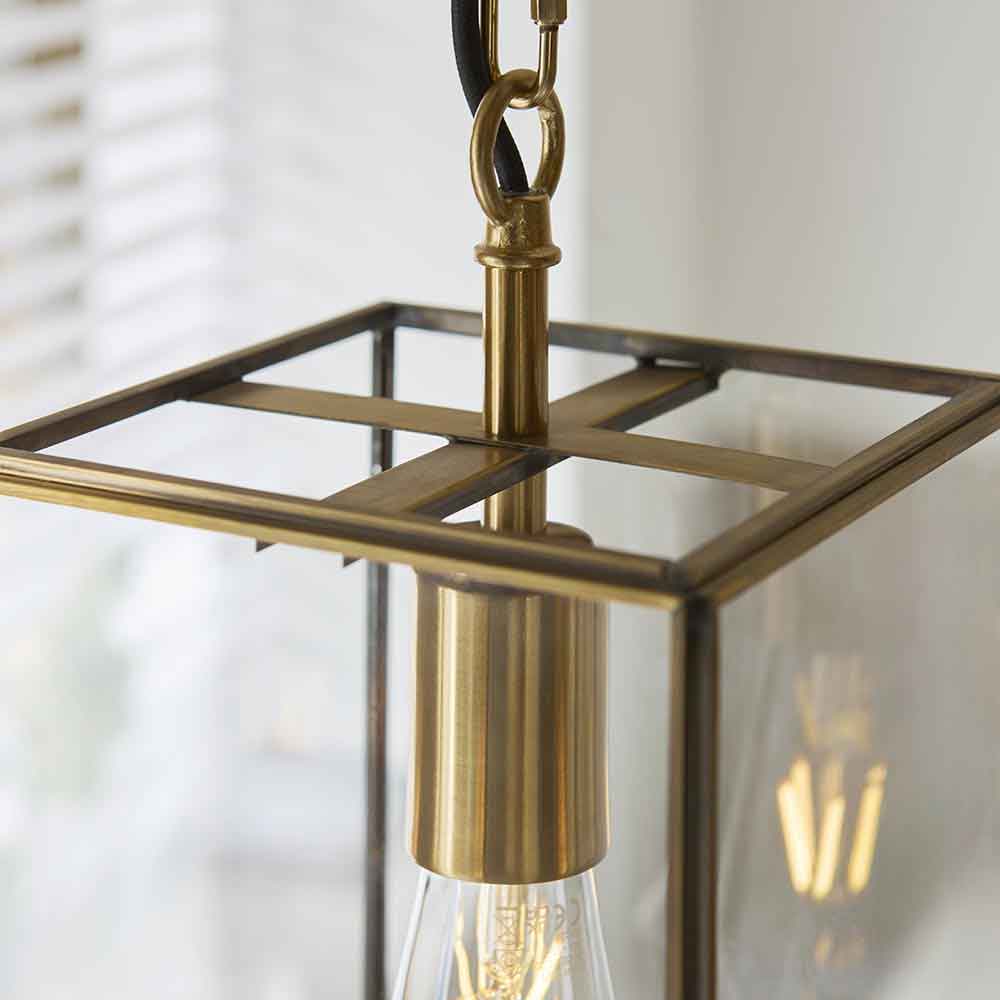 Huntley Large Metal Ceiling Pendant Light in Brushed Aged Brass