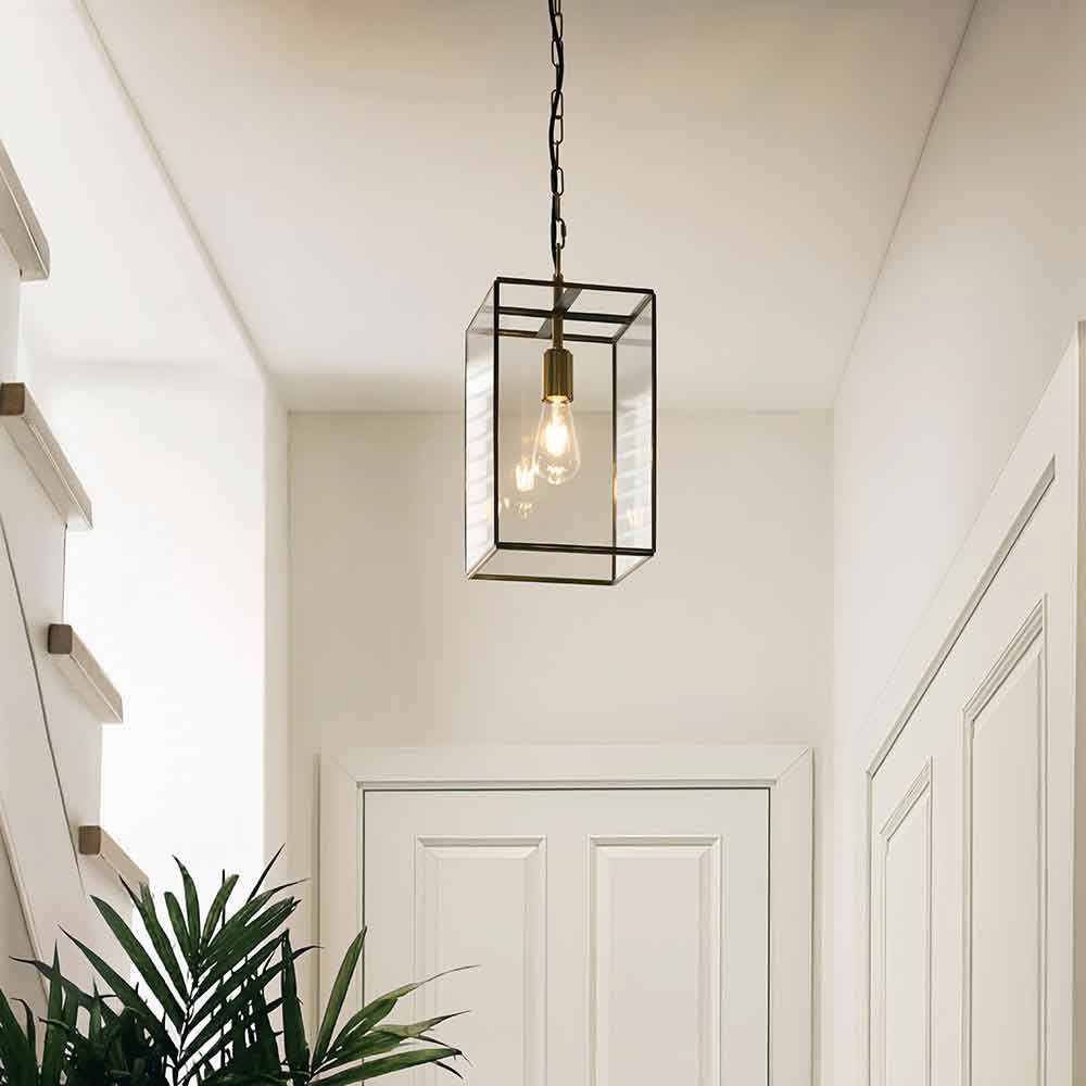 Huntley Small Metal Ceiling Pendant Light in Brushed Aged Brass