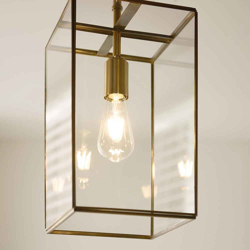 Huntley Small Metal Ceiling Pendant Light in Brushed Aged Brass