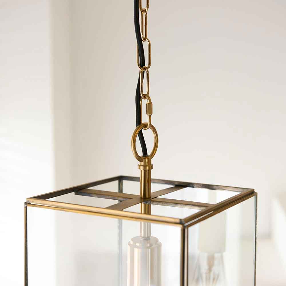 Huntley Small Metal Ceiling Pendant Light in Brushed Aged Brass