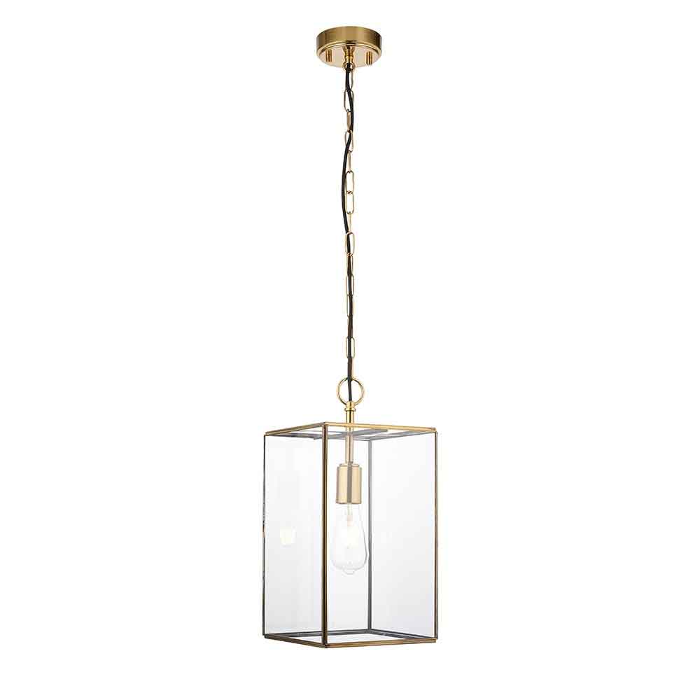 Huntley Small Metal Ceiling Pendant Light in Brushed Aged Brass