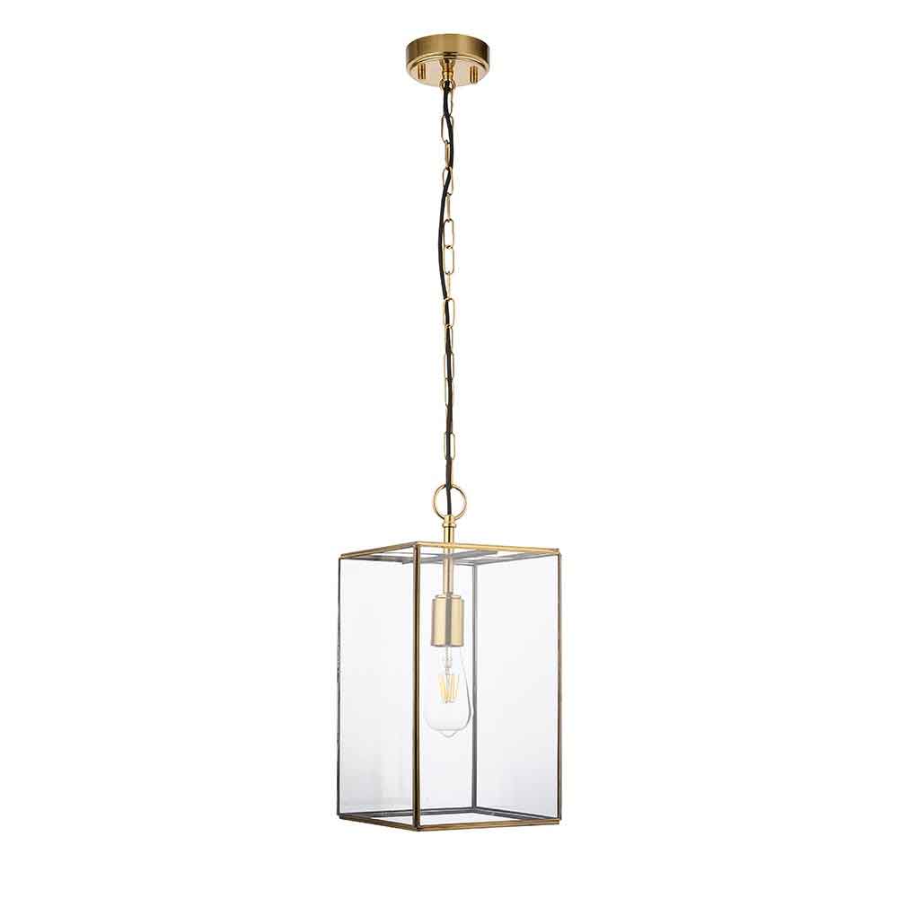 Huntley Small Metal Ceiling Pendant Light in Brushed Aged Brass
