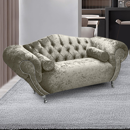 Product photograph of Huron Malta Plush Velour Fabric 2 Seater Sofa In Cream from Furniture in Fashion