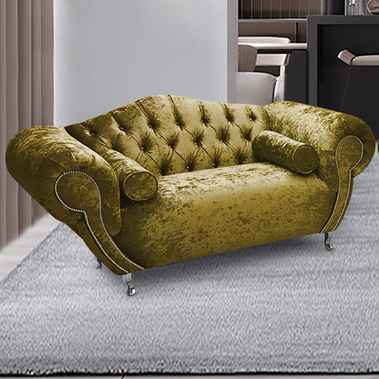 Photo of Huron malta plush velour fabric 2 seater sofa in grass