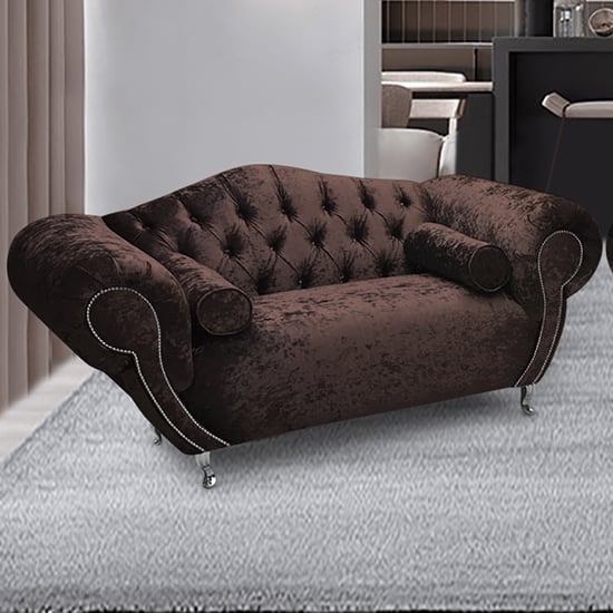 Read more about Huron malta plush velour fabric 2 seater sofa in mushroom