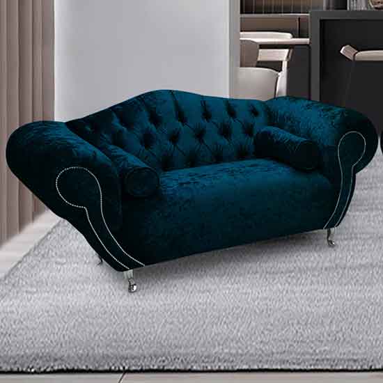 Read more about Huron malta plush velour fabric 2 seater sofa in peacock