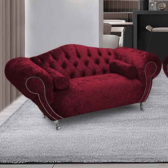 Photo of Huron malta plush velour fabric 2 seater sofa in red