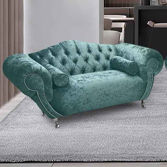 Product photograph of Huron Malta Plush Velour Fabric 2 Seater Sofa In Seaspray from Furniture in Fashion