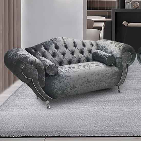 Read more about Huron malta plush velour fabric 2 seater sofa in silver