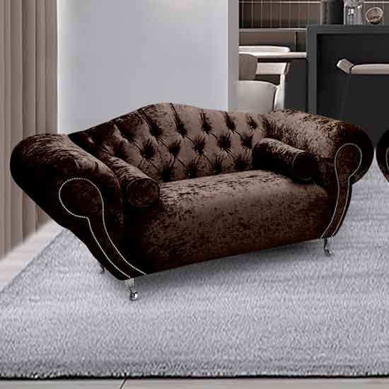 Read more about Huron malta plush velour fabric 2 seater sofa in taupe