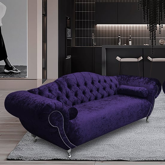 Photo of Huron malta plush velour fabric 3 seater sofa in ameythst