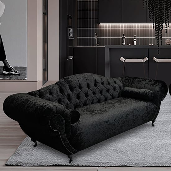 Photo of Huron malta plush velour fabric 3 seater sofa in cosmic