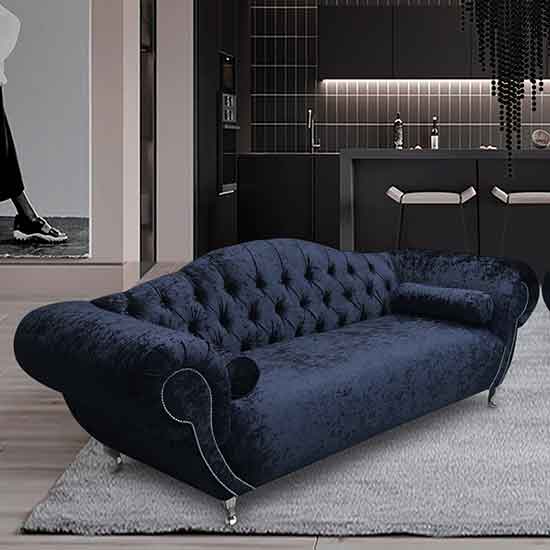Photo of Huron malta plush velour fabric 3 seater sofa in slate
