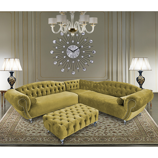 Read more about Huron malta plush velour fabric corner sofa in grass