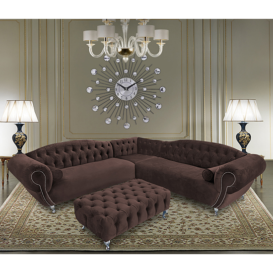 Read more about Huron malta plush velour fabric corner sofa in mushroom