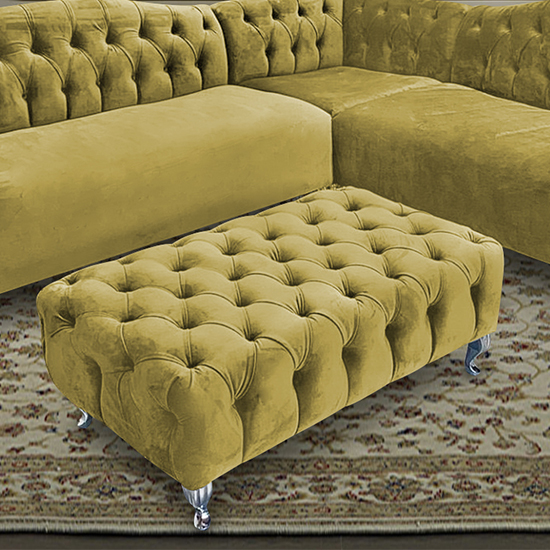 Product photograph of Huron Malta Plush Velour Fabric Footstool In Grass from Furniture in Fashion