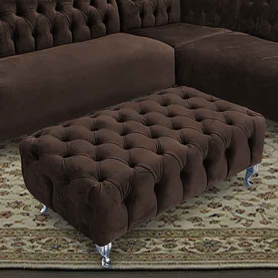 Read more about Huron malta plush velour fabric footstool in taupe