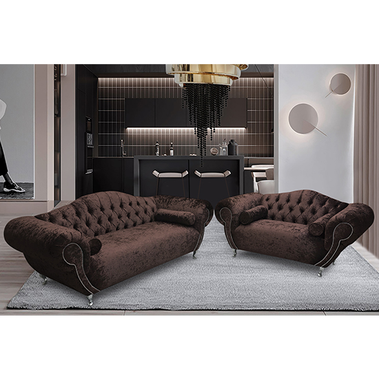 Read more about Huron velour fabric 2 seater and 3 seater sofa in mushroom