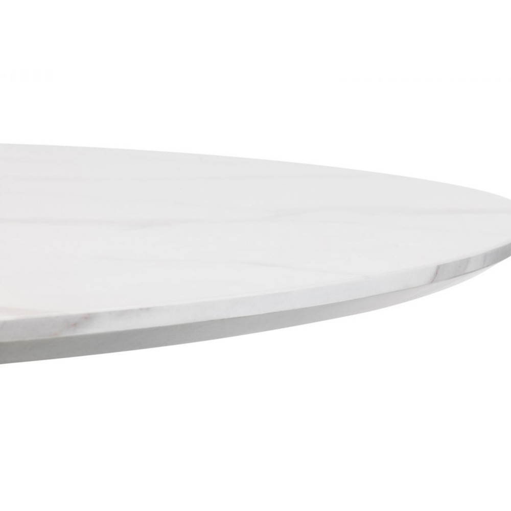 Huron Wooden Dining Table Round In White Marble Effect