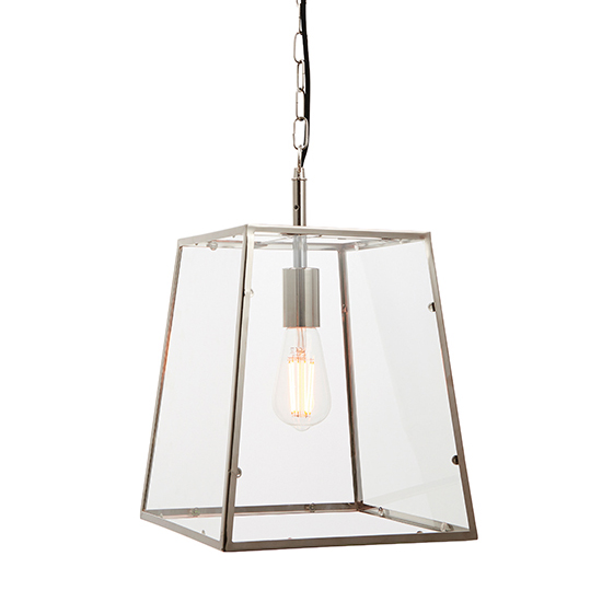 Read more about Hurst 1 light clear glass pendant light in bright nickel