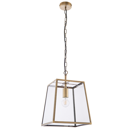 Hurst 1 Light Clear Glass Pendant Light In Matt Antique Brass