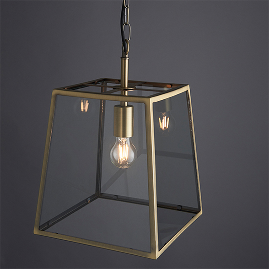 Hurst 1 Light Clear Glass Pendant Light In Matt Antique Brass