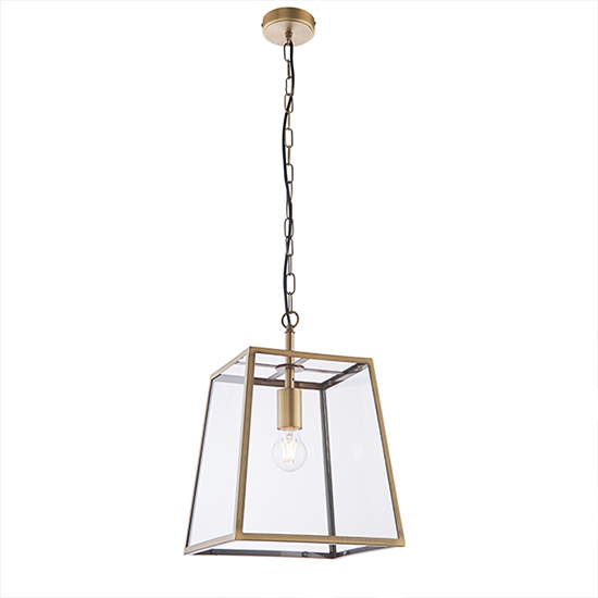 Hurst 1 Light Clear Glass Pendant Light In Matt Antique Brass