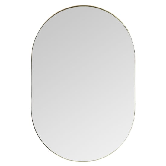 Read more about Hurstan oval wall bedroom mirror in champagne frame