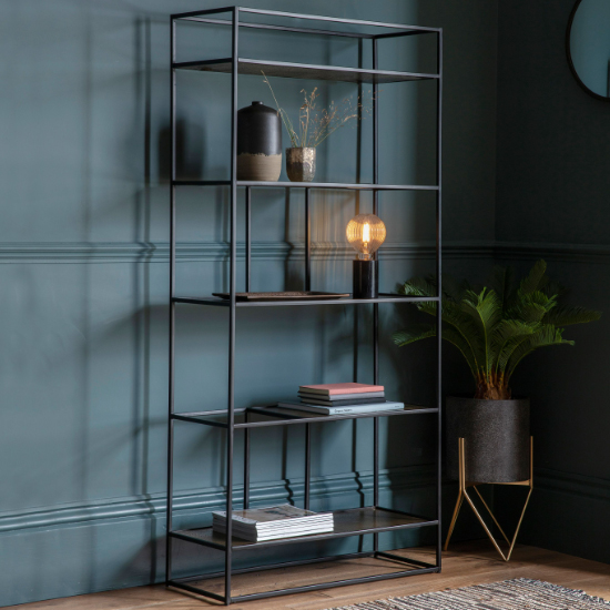 Read more about Hurston metal shelving display unit in antique gold