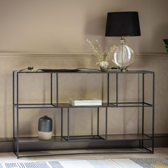 Product photograph of Hurston Metal Shelving Sideboard In Antique Gold from Furniture in Fashion