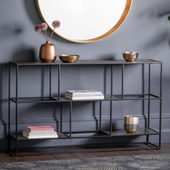 Read more about Hurston metal shelving sideboard in antique silver