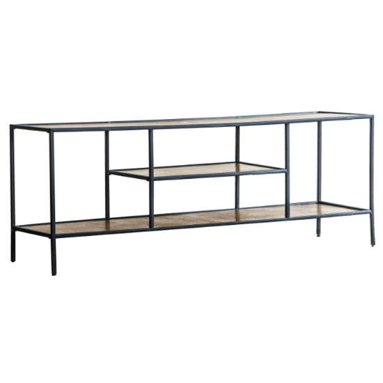Read more about Hurston metal shelving tv stand in antique copper