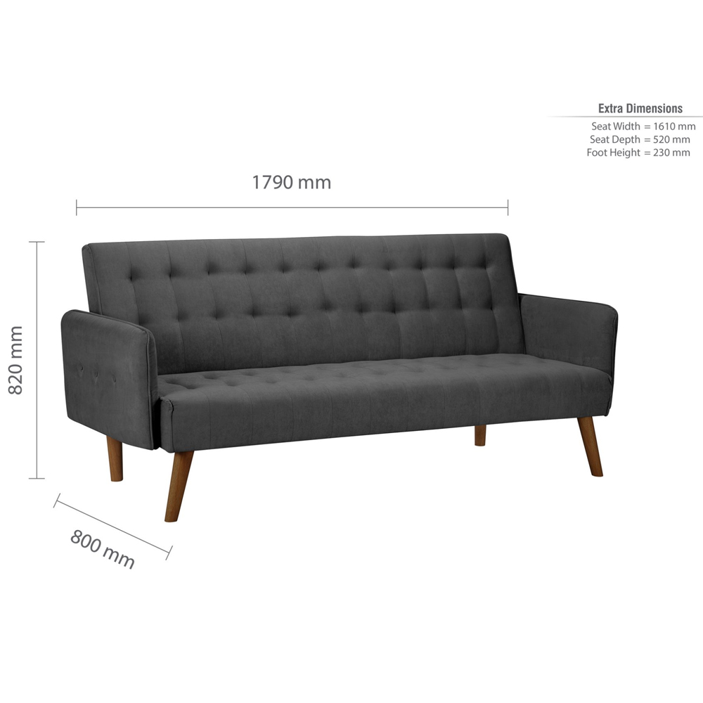 Huston Fabric Sofa Bed With Oak Legs In Charcoal
