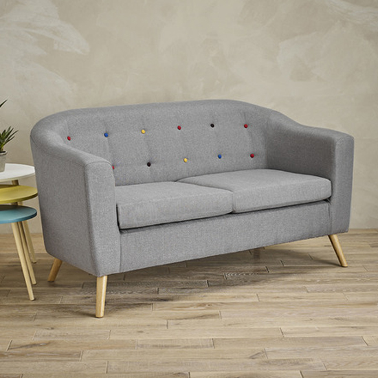 Huston Upholstered Linen Fabric 2 Seater Sofa In Grey_Discontinued