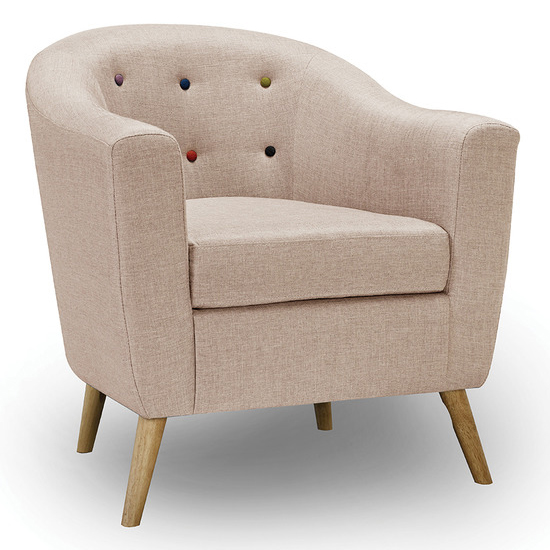 Photo of Huston upholstered linen fabric armchair in beige