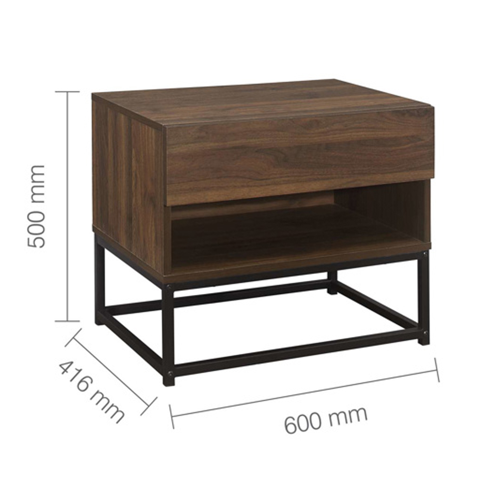 Huston Wooden Bedside Cabinet With 1 Drawer In Walnut