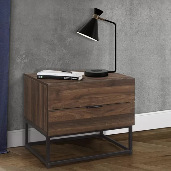 Read more about Huston wooden bedside cabinet with 2 drawers in walnut