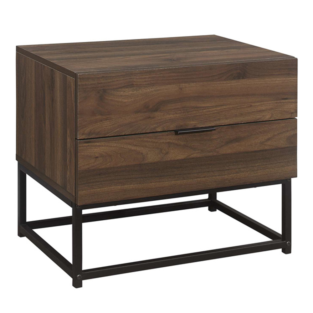 Huston Wooden Bedside Cabinet With 2 Drawers In Walnut