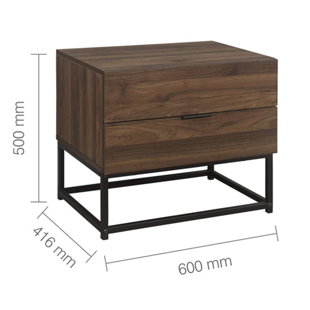 Huston Wooden Bedside Cabinet With 2 Drawers In Walnut