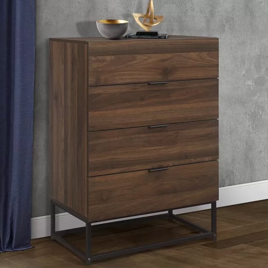 Huston Wooden Chest Of 4 Drawers In Walnut