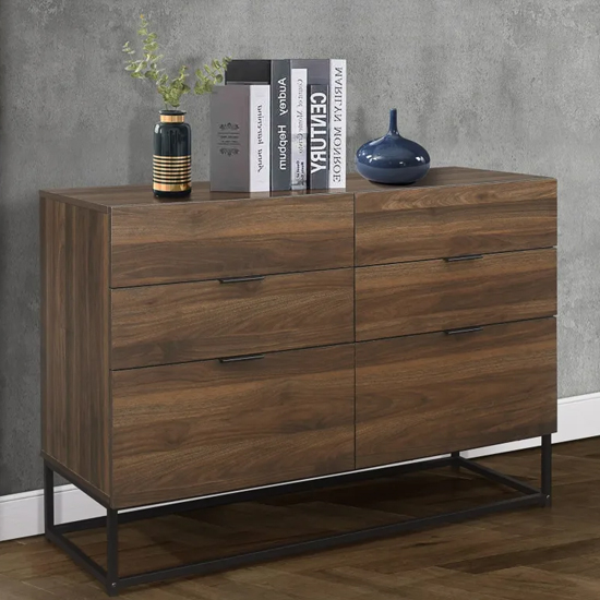 Read more about Huston wooden chest of 6 drawers in walnut