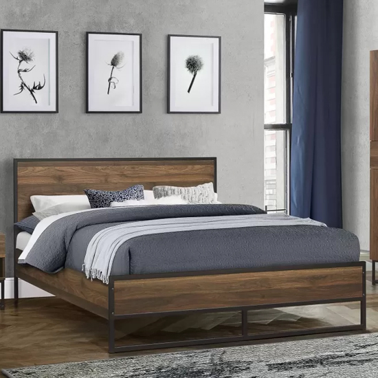 Product photograph of Huston Wooden Double Bed In Walnut from Furniture in Fashion