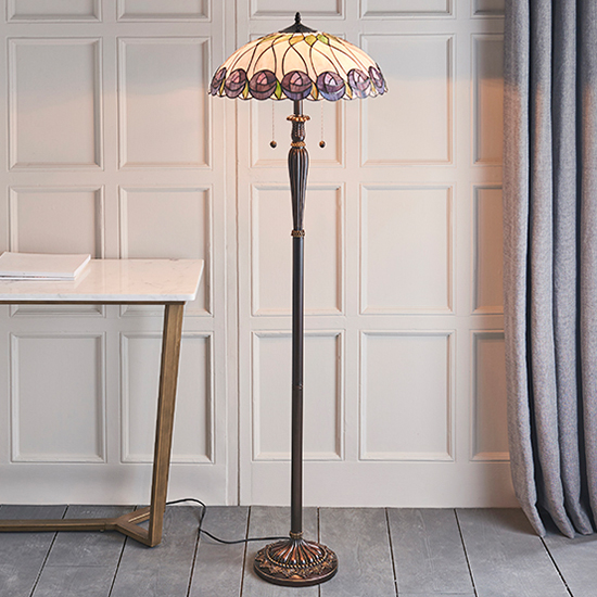 Hutchinson Tiffany Glass Floor Lamp In Dark Bronze