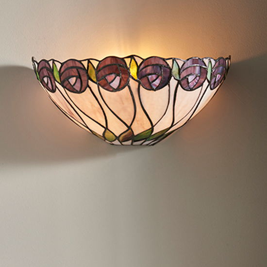 Product photograph of Hutchinson Tiffany Glass Wall Light In Matt Black from Furniture in Fashion