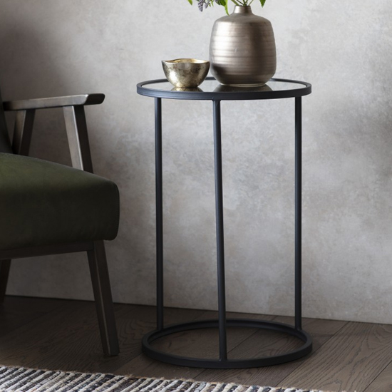 Hutton Glass Side Table In Black