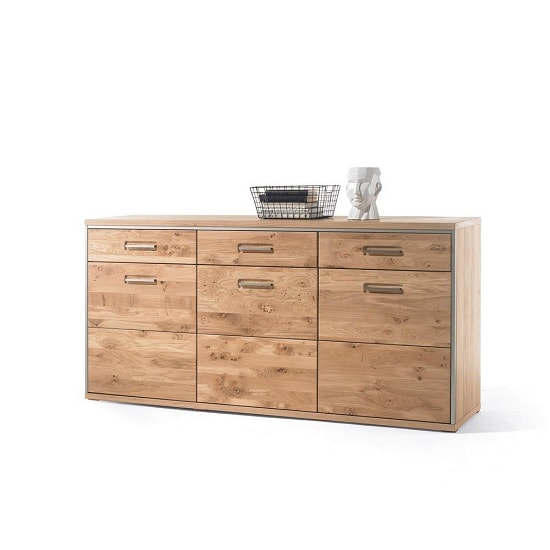 Huxley Wooden Sideboard In Bianco Oak With 3 Doors Furniture in Fashion
