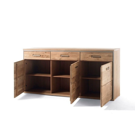 Huxley Wooden Sideboard In Bianco Oak With 3 Doors Furniture in Fashion
