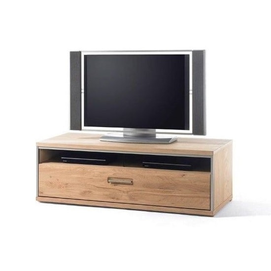 Huxley Wooden Low Tv Cabinet In Bianco Oak With 1 Drawer