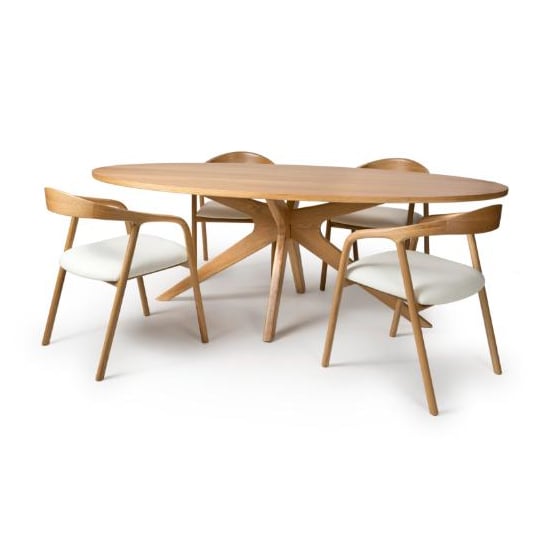 Product photograph of Hvar Wooden Dining Table Oval In Oak With 6 Chairs from Furniture in Fashion